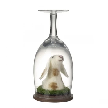 Image of Wool Small Rabbit Under Glass By Heaven Sends