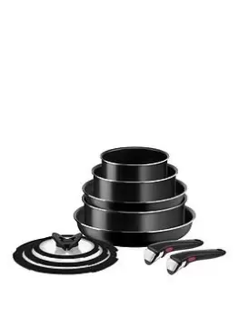 image of Tefal Ingenio Easy Cook & Clean 10Pc Set (24/28Cm Frypans, 16/20Cm Saucepans, 24Cm Sautepan, 16/20/24Cm Glass Lids + 2 Bakelite Handles)