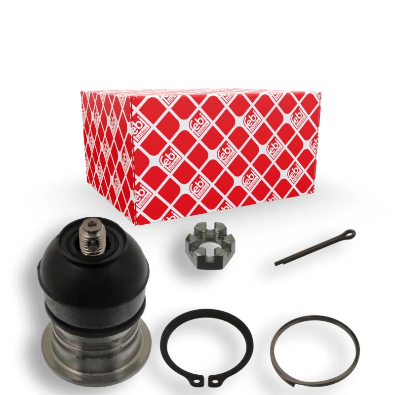 Image of FEBI BILSTEIN 42182 Ball joint Front Axle Right, with crown nut and split pin, with retaining ring Support-/Steering Link (2462)