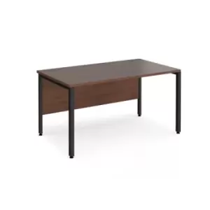 Image of Office Desk 1400mm Rectangular Desk With Bench Leg Walnut Tops With Black Frames 800mm Depth Maestro 25