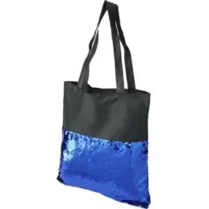 image of Bullet Mermaid Sequin Tote Bag (One Size) (Solid Black/Blue) - Solid Black/Blue