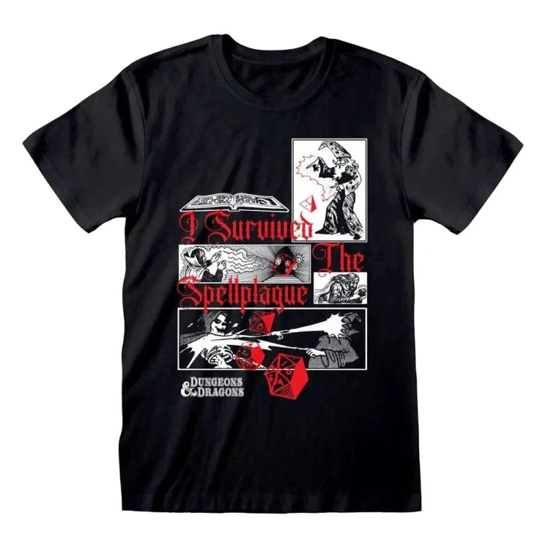 Image of Dungeons & Dragons Mens I Survived The Spellplague T-Shirt in Black Size: XL Black Male XL