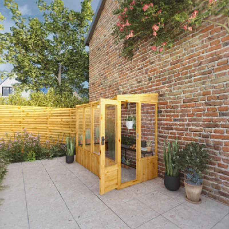 Image of Waltons 8X4 Wooden Lean To Greenhouse Pent Growhouse Tongue And Groove - Styrene Glazed