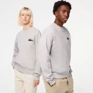 image of Unisex Lacoste Loose Fit Crocodile Badge Sweatshirt Size 2 - XS Grey Chine