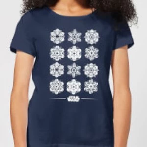 Image of Star Wars Snowflake Womens Christmas T-Shirt - Navy - L