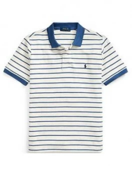 Image of Ralph Lauren Boys Short Sleeve Stripe Polo, Sand, Size 10-12 Years, M
