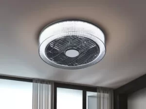 image of Wind Integrated LED Light Ceiling Fan, Chrome, Smoke, Remote Control