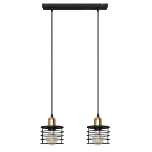Image of Edison Straight Bar Pendant Ceiling Light Black, Copper 40cm
