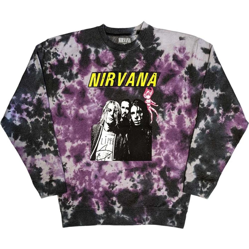 Image of Nirvana Nirvana Men Flipper Washed Sweatshirt in Mid Grey Size: Medium Mid Grey M Male 5063527621498