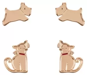 Radley RYJ1280S Cat and Dog Stud Earrings Rose Jewellery