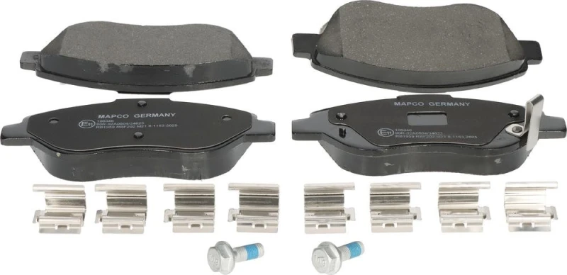 Image of MAPCO 106046 Brake pad set Front Axle, with acoustic wear warning, with accessories, with brake caliper screws Brake Pad Set,disc brake (402)
