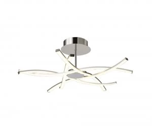 Image of Ceiling 70.5cm Round 42W 3000K, 3700lm, Dimmable, Silver, Frosted Acrylic, Polished Chrome