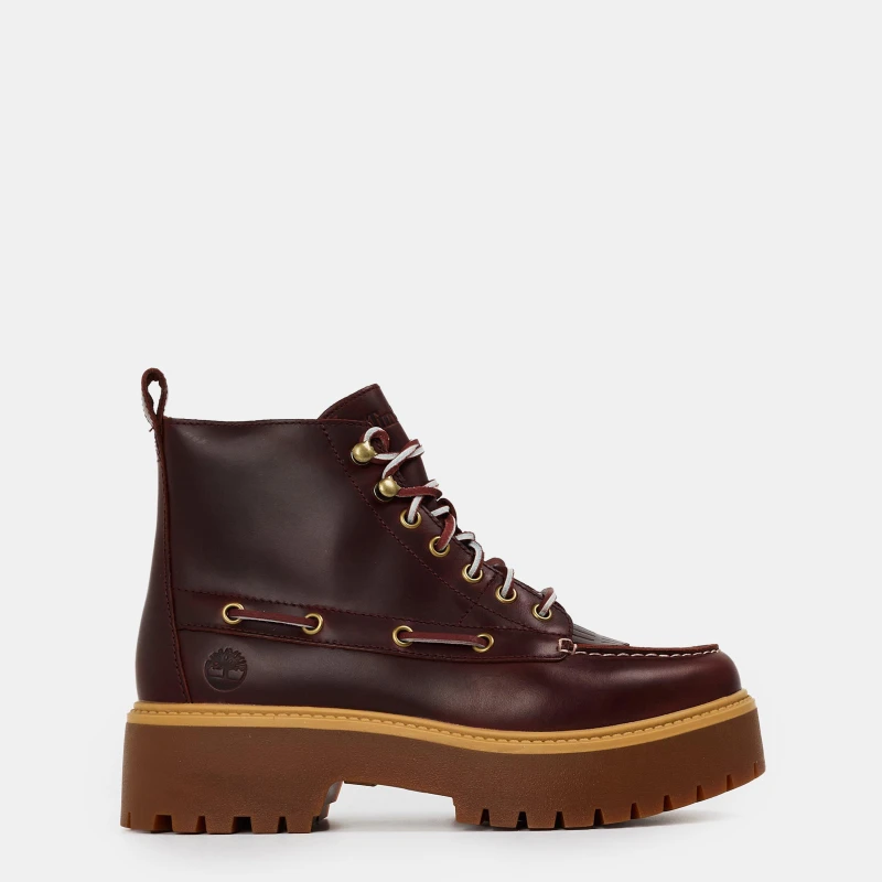 Image of Timberland Womens Stone Street Mid Lace-Up Chukka Boots Burgundy female 5 (38)