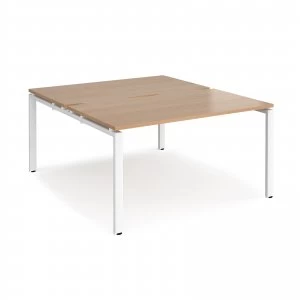 image of Adapt II Back to Back Desk s 1400mm x 1600mm - White Frame Beech top