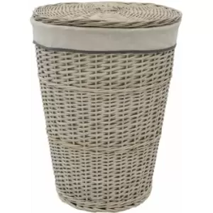 Arianna Round Tapered Willow Basket, Grey Wash - JVL