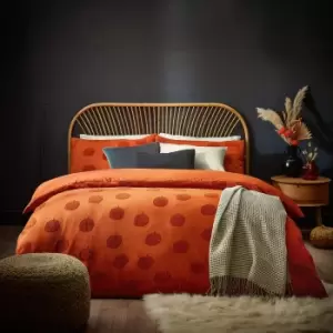 Image of Pumpkin Tufted Halloween 100% Cotton Duvet Cover Set