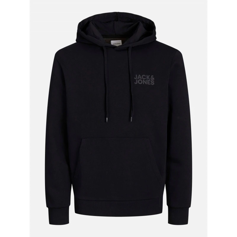 Image of Jack and Jones Corp Logo Hoodie Plus Size Mens Black male 2XL