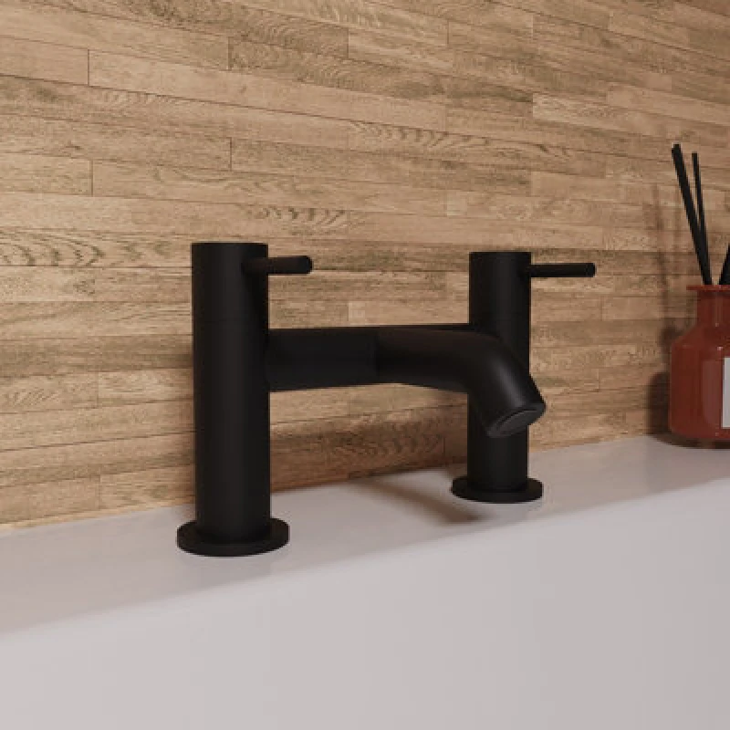 Image of Nes Home Modern Designer Deck Mounted Brass Bath Filler Tap Matte Bla