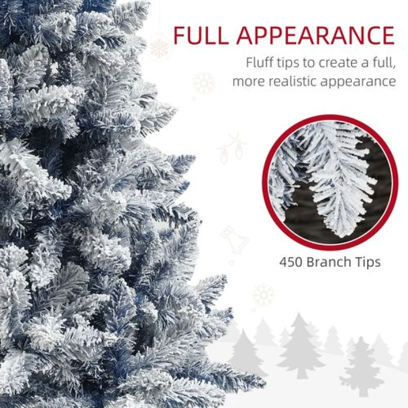 Image of Homcom 5 Foot Artificial Blue Snow Flocked Christmas Tree, Blue 830-866V00BU
