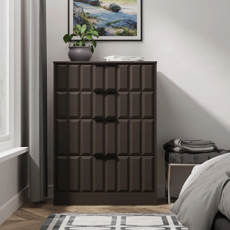 Image of Welcome Furniture Ready Assembled New York 4 Drawer Deep Chest In Graphite NYC050GBGB