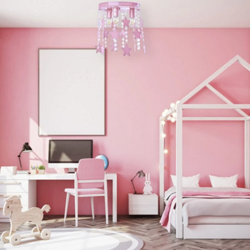 Image of Milagro Star Ceiling Lamp Hand Made Baby Pink With Stars And Crystals Pink unisex