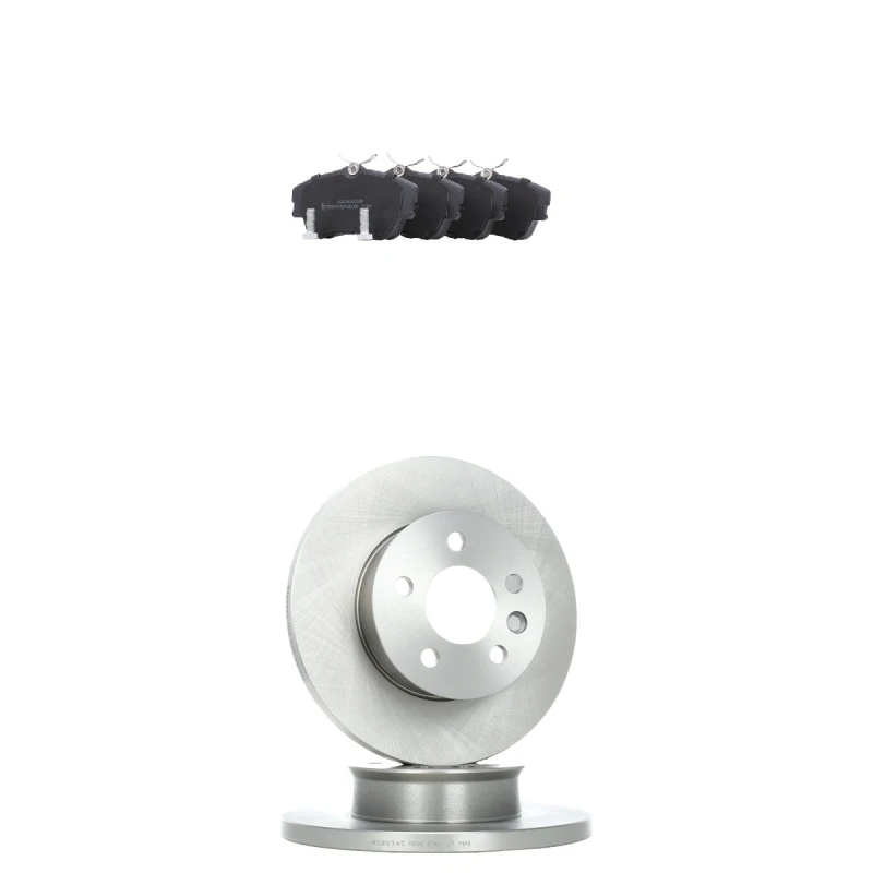 Image of RIDEX 3405B2126 Brake disc and pads set Front Axle, Brake Disc Type: Solid, not prepared for wear warning indicator Brake Set,disc brakes (3405)