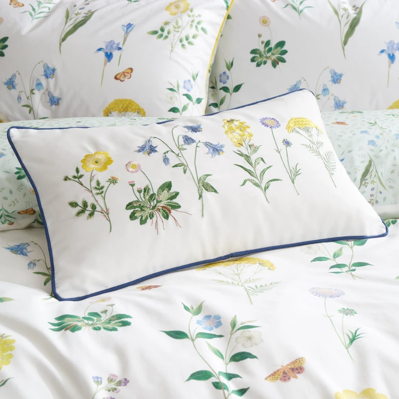 Image of RHS Botanical Cottage Garden Rectangle Cushion White