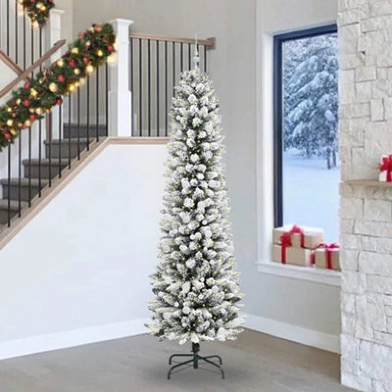 Image of vidaXL Artificial Christmas Tree with 300 LEDs, White Balls Green and white 240 cm, Green 3396132