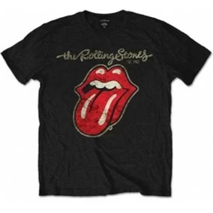 Image of Rolling Stones Plastered Tongue Black Mens T Shirt: Large