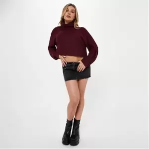 image of Missguided Roll Neck Crop Jumper - Red