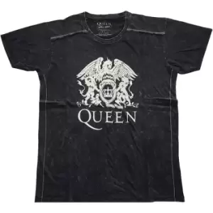 Image of Queen - Classic Crest Unisex XX-Large Snow Wash T-Shirt - Black