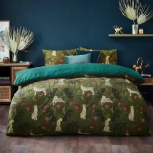 Image of Furn. Tropica Cheetah Duvet Cover and Pillowcase Set Green/Pink