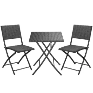 image of 2 Seat Poly Rattan Balcony Set Rom Black Foldable