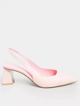 Image of Yours Extra Wide Fit Point Slingback Mid Heel Court Shoe Pink, Size 4Eee, Women