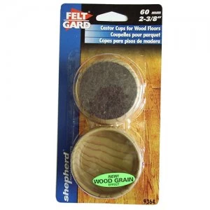 Image of Select Hardware Feltgard Castor Cups Light Wood Grain 60mm 2-3/8" 4 Pack