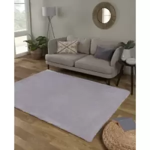 Image of Lord Of Rugs - Lulu Plain Super Soft Plush Shaggy Rug Silver Medium Carpet 120 x 170cm (4'x5'6')