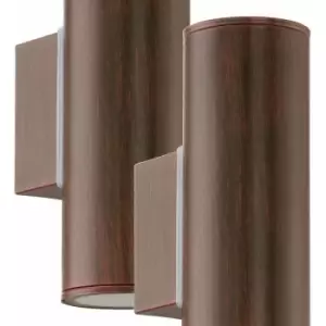 Image of 2 PACK IP44 Outdoor Wall Light Antique Brown Steel Up & Down Lamp 1x 60W E27
