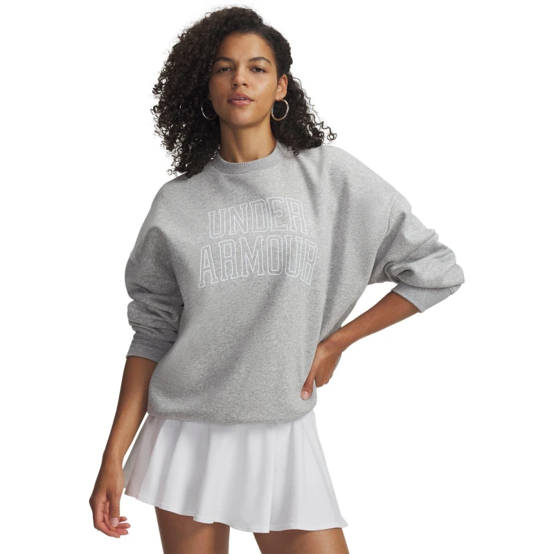 Image of Under Armour Womens Rival Fleece Crew Sweatshirt Mod Gray/White female 16 (XL)