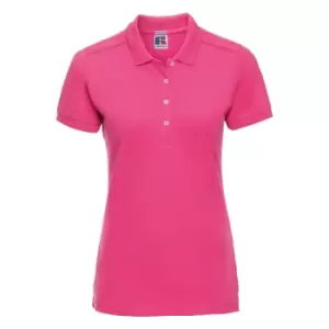 image of Russell Womens/Ladies Stretch Short Sleeve Polo Shirt (2XL) (Fuchsia)