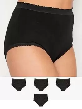 Image of Long Tall Sally 4 Pack Cotton Stretch Full Briefs, Black, Size 18-20, Women