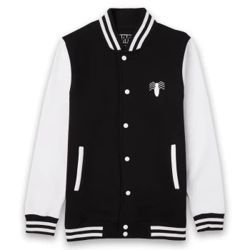 Image of Marvel Spider-Man Web Head Unisex Varsity Jacket - Black / White - L - Black