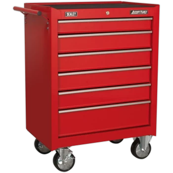 image of Sealey American Pro 6 Drawer Roller Cabinet Red