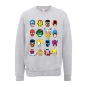 Marvel Comics Faces Colour Mens Grey Sweatshirt - M - Grey