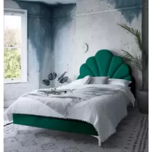 Image of Hendo Upholstered Beds - Plush Velvet, King Size Frame, Green - Green