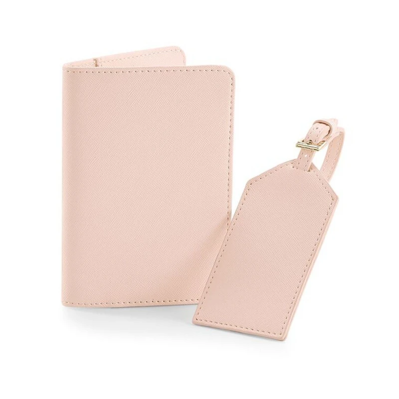 Image of Bagbase Mens Boutique Passport Holder & Luggage Tag Set in Pink Pink Male One Size