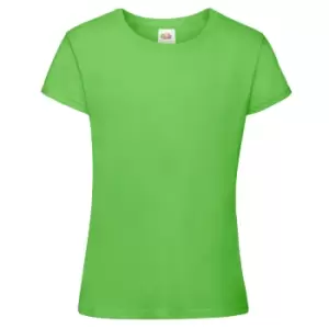 Image of Fruit Of The Loom Girls Sofspun Short Sleeve T-Shirt (3-4) (Lime)
