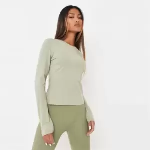 image of Missguided Sleeve Fitted Tee - Green