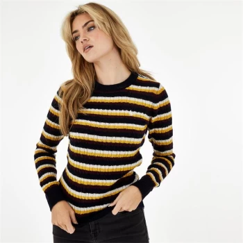 image of Jack Wills Tinsbury Merino Wool Cable Knitted Jumper - Navy Stripe