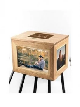 Image of Treat Republic Personalised Contemporary Mr & Mrs Midi Oak Photo Cube Keepsake Box