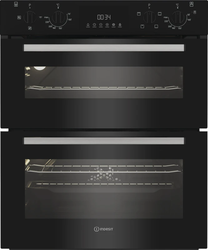 Image of Indesit DUI10DB Electric Built Under Double Oven - Black DUI10DB Black